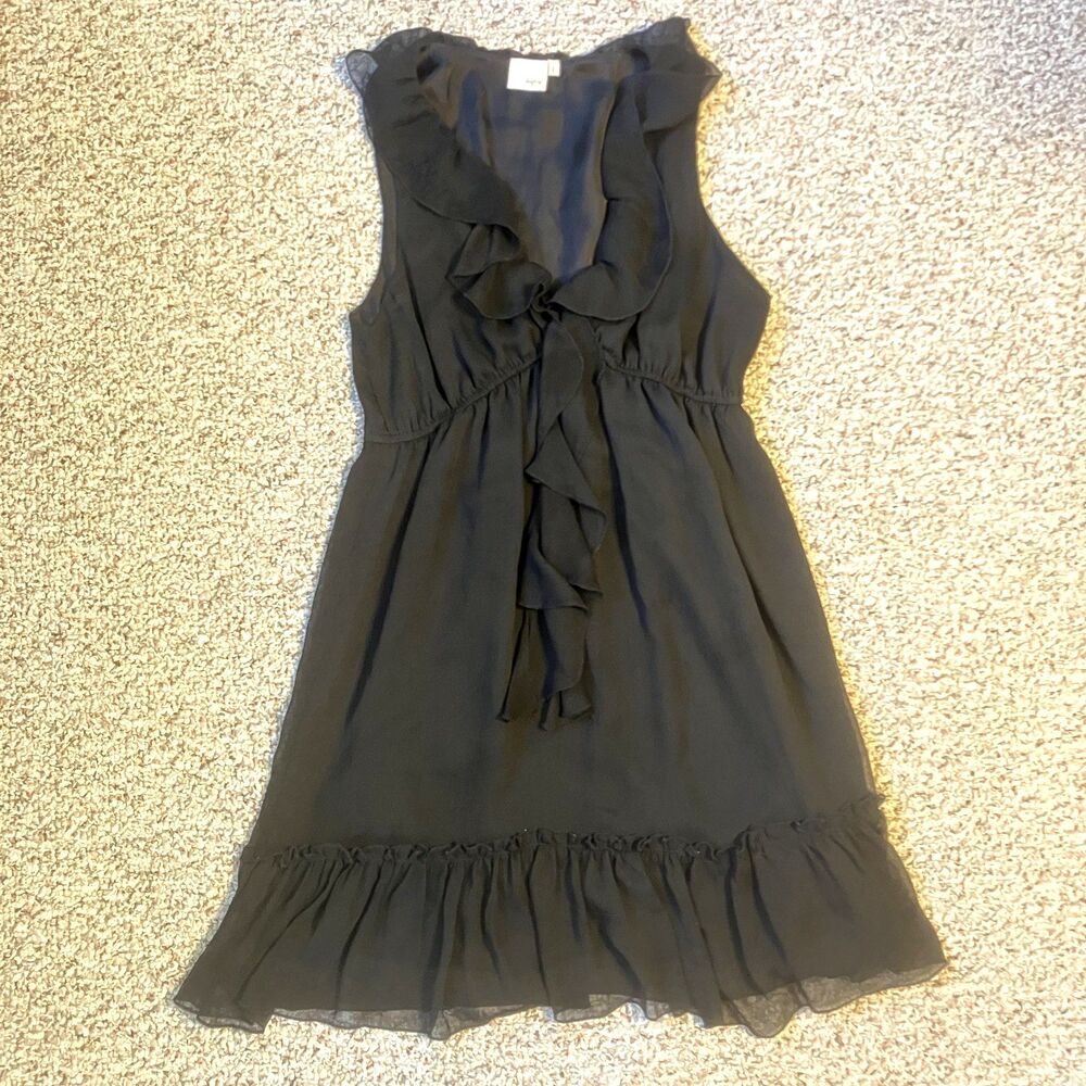 Daytrip Womens Mini Dress Sz L Black Babydoll Ruffle Whimsigoth Fairy Goth Sheer